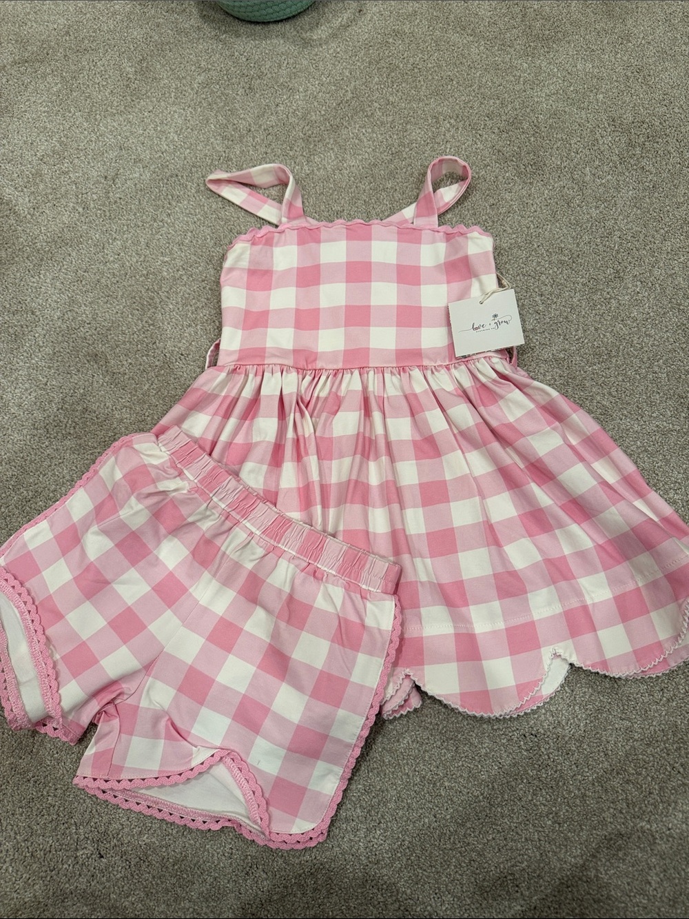Barbie inspired Pink Gingham Sundress & Shorts Set - Kids
